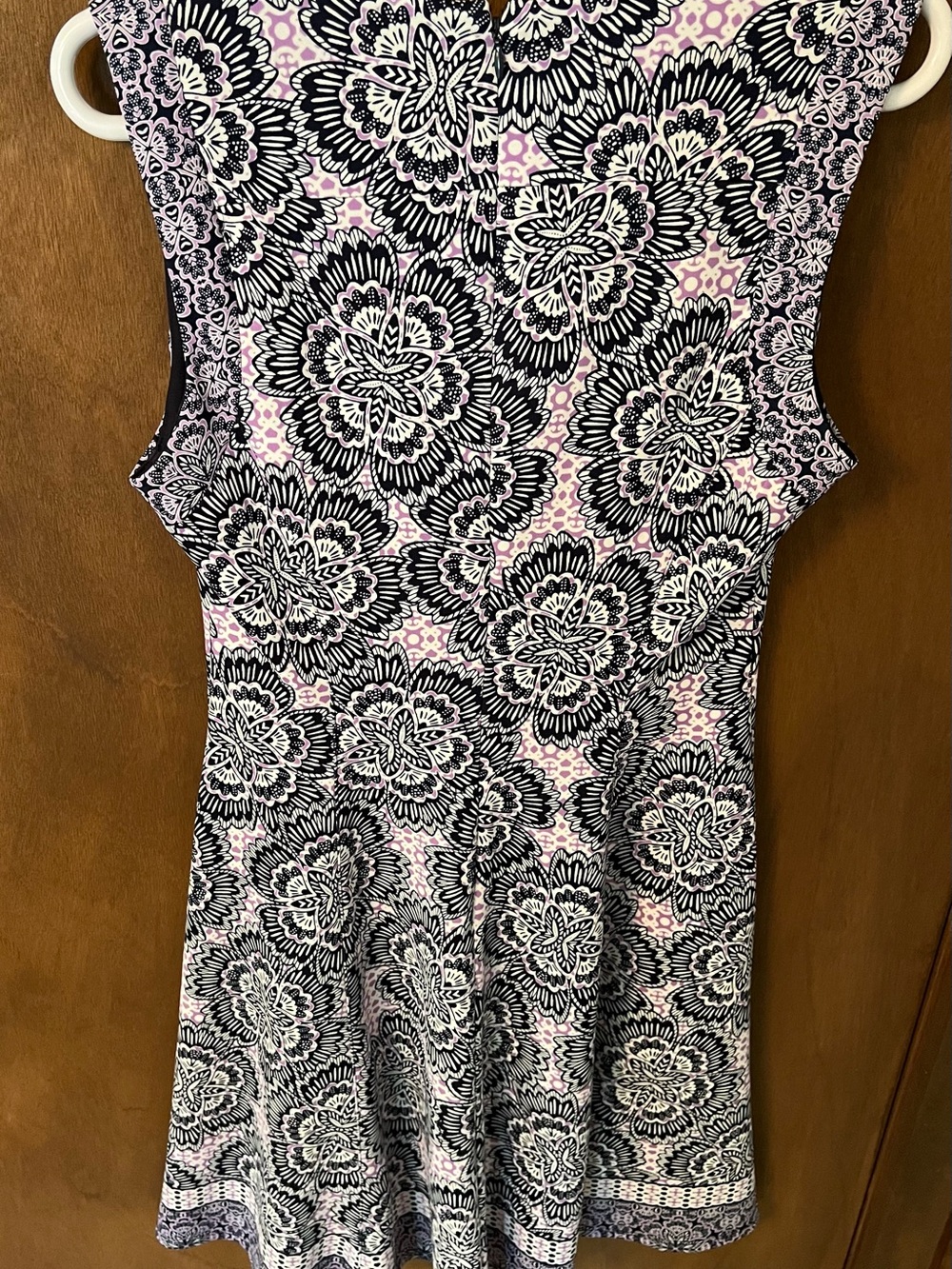 Liz Claiborne Navy Blue and Light Purple Floral Fit-and-Flare Dress - Picture 3 of 4